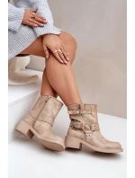 Dámske kožené nízke topánky s remienkami Zazoo 3644 Beige