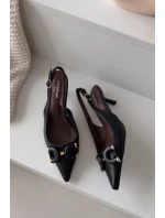 Dámské sandály na podpatku s ozdobným detailem černé Brienne