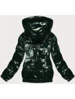 Lesklá zelená prešívaná bunda s kapucňou (BR9788-10)