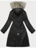 Dámska kožušinová parka čierna (5M3180-392)