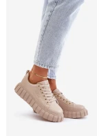 Ocieplane Sneakersy Damskie Big Star MM274618 Beżowe