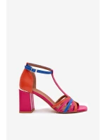 Skórzane Sandały Na Słupku Laura Messi 2879 Multikolor