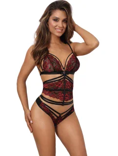 Zvodný korzet V-10037 čierna/červená - Axami