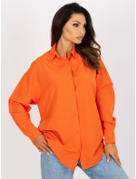 Oranžová oversize košeľa na gombíky s manžetami