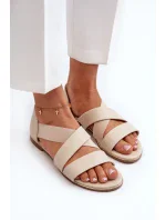 Béžové kožené sandále z Apúlie s lemom