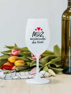 MEZINÁRODNÍ DEN ŽÍZNĚ - bílá  sklenice na víno 350 ml