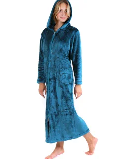 Dámsky župan Siena s kapucňou na zips 3656 Petrol - Vestis