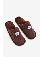 Pánské pantofle s nášivkou hnědé Presine