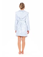 Dámsky župan s kapucňou Flora Short 4856 Patterned Ice Blue - Vestis