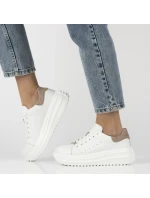Dámske kožené topánky na platforme biele Filippo DP6739