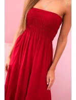Dámske viskózové šaty s elastickým vrchným dielom bordó Dámske viskózové šaty s elastickým vrchným dielom bordó