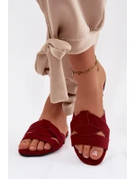 Plochké dámské pantofle s pásky bordové Pavelle
