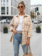 Dámska oranžovo-béžová kockovaná košeľa FashionStreet DY0482