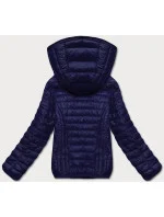 Tmavomodrá dámska prešívaná bunda s kapucňou (B0123-3) Tmavomodrá dámska prešívaná bunda s kapucňou (B0123-3)