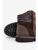 Zamszowe Ocieplane Botki Trapery Męskie Big Star OO174644 Hi-Poly System Brązowe