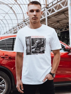 Pánske biele tričko s potlačou FashionStreet RX5463
