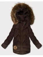 Dámska zimná páperová bunda s veľkou kapucňou hnedá (KK60589) Dámska zimná páperová bunda s veľkou kapucňou hnedá (KK60589)