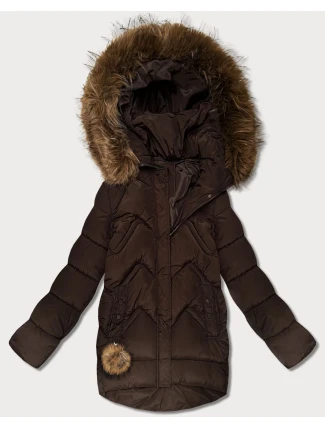 Dámska zimná páperová bunda s veľkou kapucňou hnedá (KK60589) Dámska zimná páperová bunda s veľkou kapucňou hnedá (KK60589)