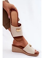 Dámské sandály na platformě s imitací pleteniny Sergio Leone KL325 Béžové