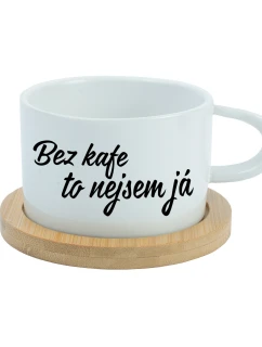 BEZ KÁVY TO NIE SOM JA - biely hrnček s makrónkou 200 ml