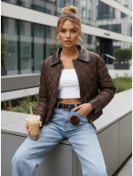 Dámska prešívaná hnedá prechodná bunda FashionStreet TY5619