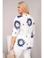 Dámske bavlnené Plus veľkosť krátky rukáv blúzka s gombíkmi biela