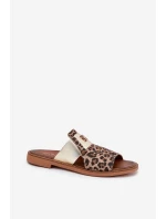 Elegantné sandále z prírodnej kože na podpätku Zazoo 40423 Panther
