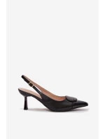 Dámské sandály na podpatku s ozdobným detailem Černé Mariae