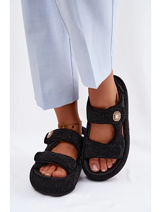 Zdobené dámské sandály na platformě GOE TT2N4102 Černé