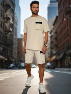 Pánska khaki tepláková súprava FashionStreet AX0809