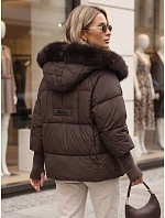 Dámska prešívaná zimná bunda s kožušinou, hnedá, FashionStreet TY5743 Dámska prešívaná zimná bunda s kožušinou, hnedá, FashionStreet TY5743