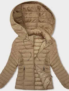 Dámska prešívaná bunda s kapucňou béžová (16M9103-84)