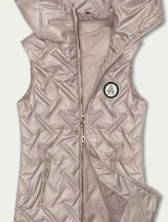 Dámska prešívaná vesta v perleťovej farbe s kapucňou S'West (B8339-51)