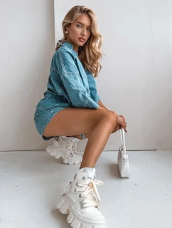 Kožené zateplené športové topánky GOE SS2N4055, biele