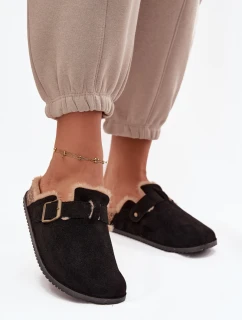 Dámske papuče s kožušinou s klipom Black Sylisse