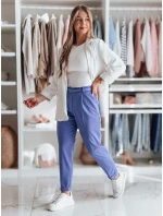 Ležérne dámske plisované nohavice s opaskom PLISSO blue FashionStreet UY2517 Ležérne dámske plisované nohavice s opaskom PLISSO blue FashionStreet UY2517