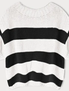 Voľný čierny dámsky pruhovaný sveter (761ART)