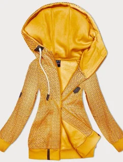 Otvorená mikina s kapucňou a malými srdiečkami tmavo žltá (2316)