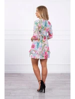 Kvetinové šaty s viazaním v páse, púdrovo ružové Kvetinové šaty s viazaním v páse, púdrovo ružové