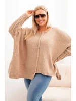 Dámske Plus veľkosť 3/4 rukáv akryl sveter Camel