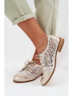 Kožené síťované dámské polobotky Zazoo 3195 zlaté