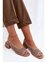 Zdobené síťované dámské sandály na klínku Z & A CR61-3131 Béžové
