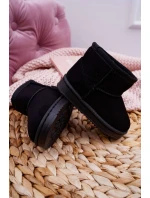 Ocieplane Czarne Dziecięce Młodzieżowe Botki Śniegowce Gooby