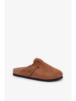 Dámske semišové papuče s prackou Big Star - hnedé