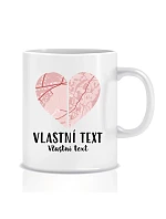 Personalizovaný klasický biely keramický hrnček 300 ml – Dve miesta, jedno srdce Personalizovaný klasický biely keramický hrnček 300 ml – Dve miesta, jedno srdce