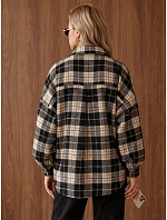 Dámska oversize košeľa s kockovaným vzorom, tmavomodrá, FashionStreet TY6048 Dámska oversize košeľa s kockovaným vzorom, tmavomodrá, FashionStreet TY6048