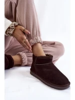 Damskie Zamszowe Niskie Śniegowce Brązowe Shelie