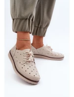 Skórzane Półbuty Damskie Beżowe S.Barski LR182