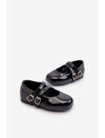 Lakierowane Balerinki Dziecięce Z Paseczkami Czarne Margenis
