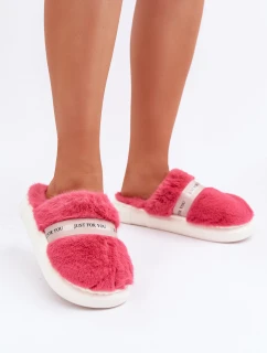 Futrzane Kapcie Z Ozdobnym Paskiem Różowe Savalithea